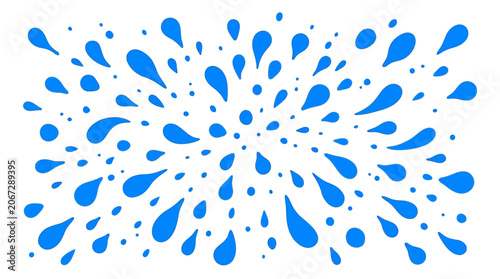 Canvastavla Blue water splash, droplet explosion, vector graphic, abstract background elemen