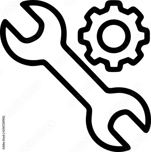 фотографія Wrench and Gear Icon: Repair, Maintenance, Tools, Engineering, Mechanics, Constr