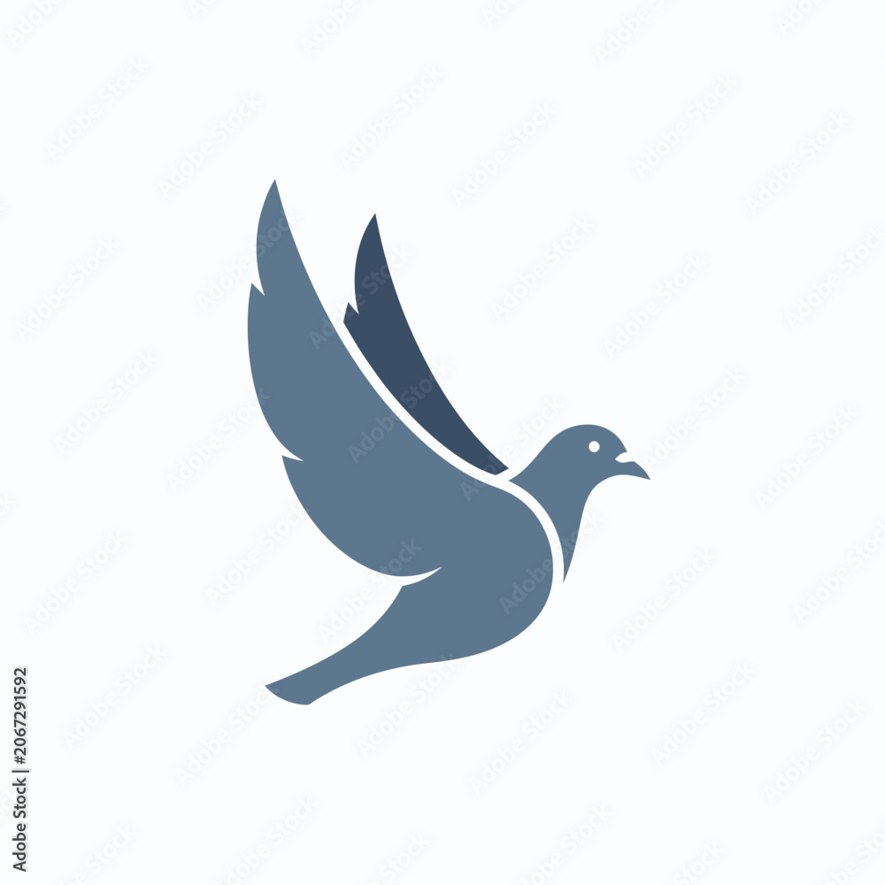 Fototapeta premium Gray Dove in Flight Silhouette Icon.