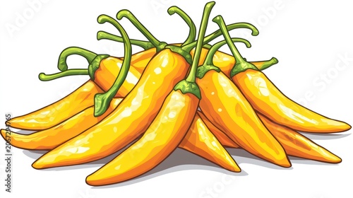 Fresh yellow chili peppers with vibrant color and spicy flavor, isolated on white background