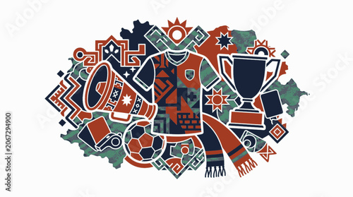 Isolated Flat Trinket Tri Country Football Celebration Fan Vector Illustration, 