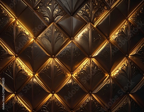 A shiny, ornate background with golden diamond patterns
