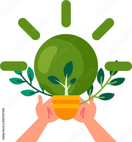 Concept of green and renewable energy from natural resources
