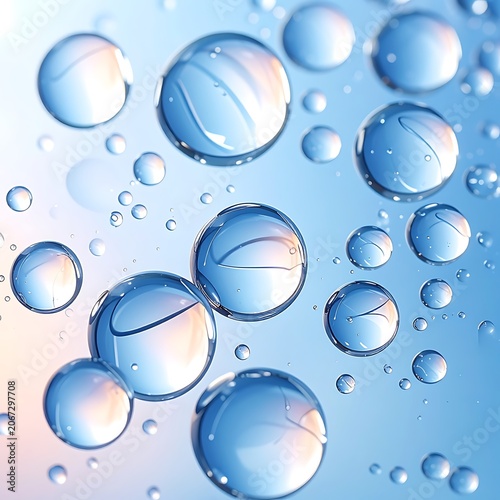 Close-up of clear water bubbles floating.