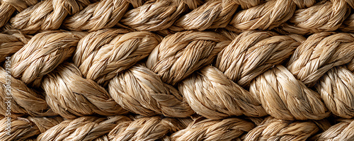 Close-up View of Woven Natural Rattan or Straw Fiber Texture Background