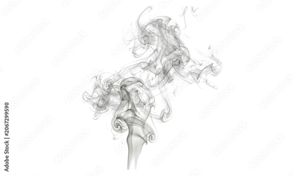 Naklejka premium Abstract swirl of gray smoke rising against a pure white background with abstract movement isolated translucent artistic atmosphere ethereal silhouette background creative gradient