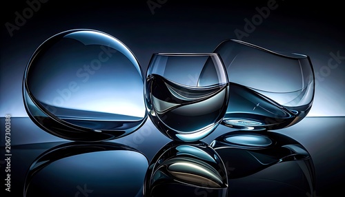 Glassware Objects Reflection Light Blue.