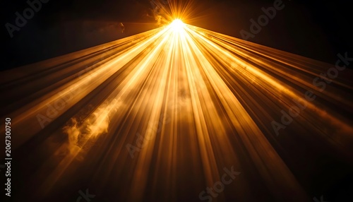 Golden Light Beams Radiating Brightly Outwards.