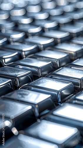 Close-up of shiny black cubes.