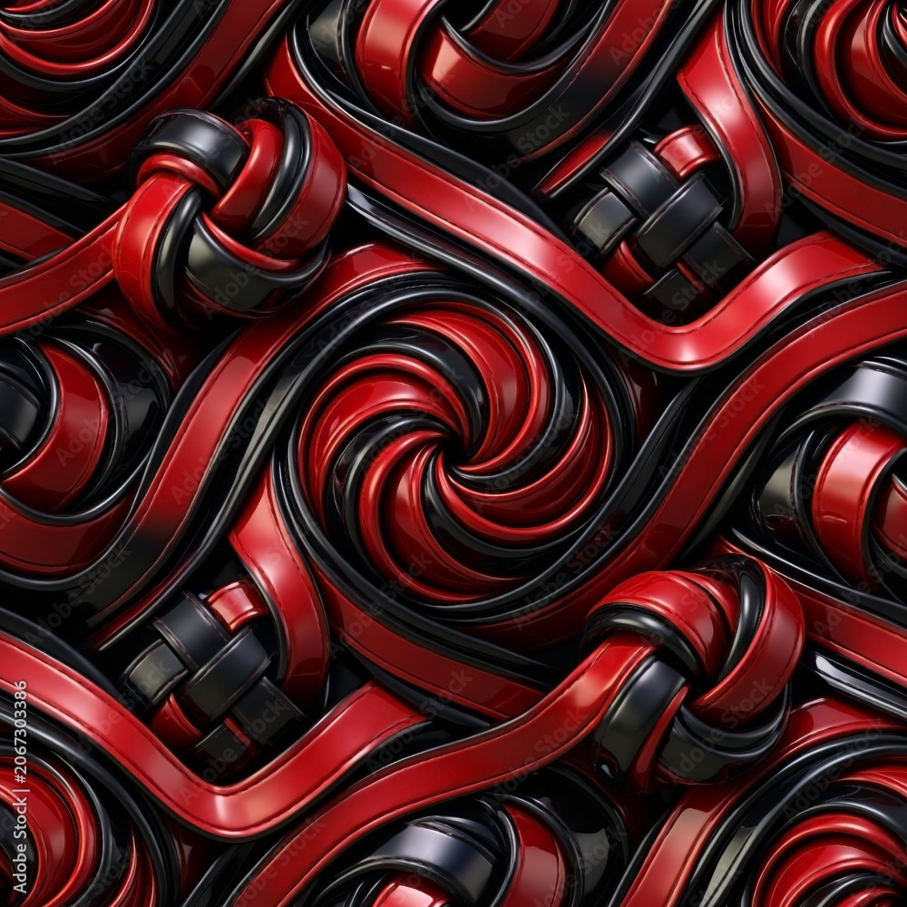 Naklejka premium High quality red and black metallic twisted carbon fiber style seamless pattern for architectural wall and interior design