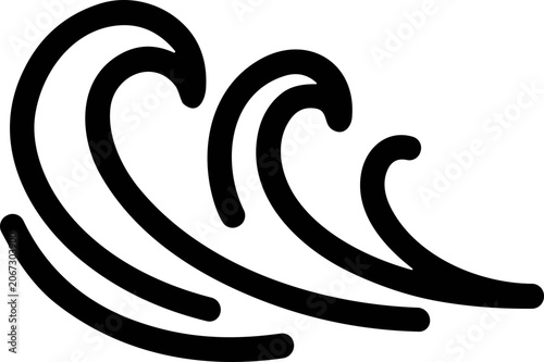 Stylized ocean waves icon, simple black and white illustration, water symbol