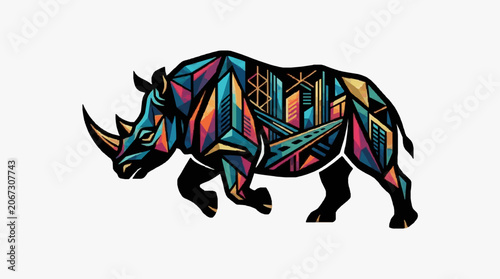 Картината върху платно Colorful abstract illustration of a horse head with vibrant patterns