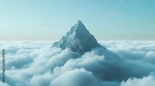 A mountain peak emerging from the clouds, symbolizing overcoming the challenges of tuberculosis