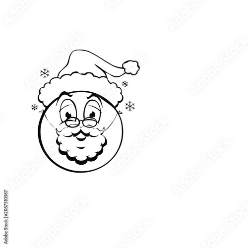 Schilderij op canvas Funny santa claus face wearing a hat and glasses drawing