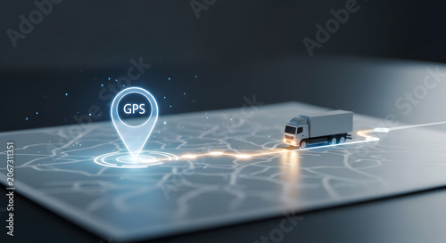 delivery truck with gps pin on map