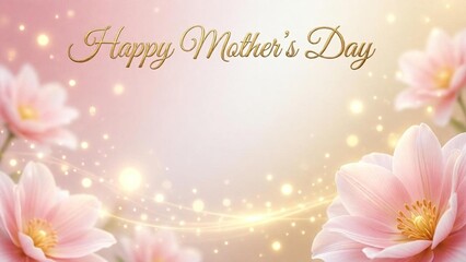 Soft Focus Pink Flowers with Happy Mother's Day Text in Warm Light