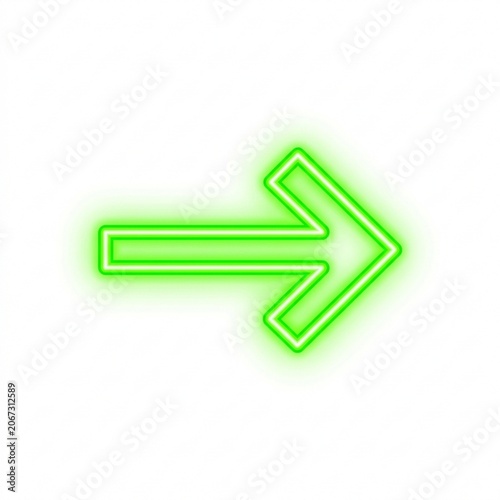 Neon green arrow icon on white background