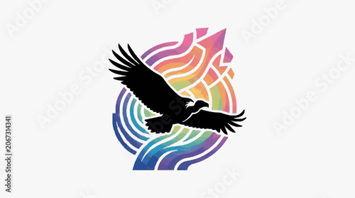 Fotografi Colorful abstract illustration of a peacock with vibrant feathers