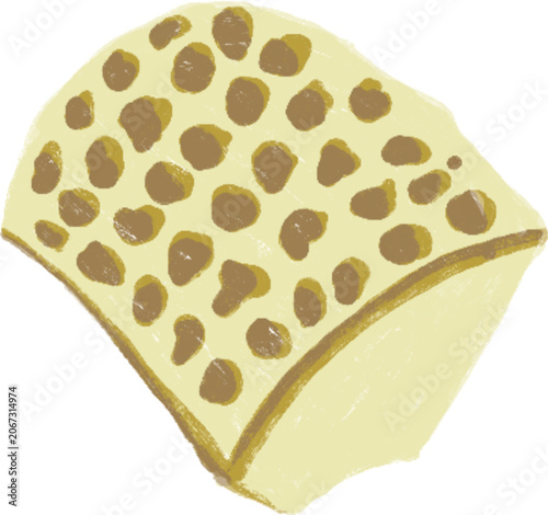 Cooked Beef Honeycomb Tripe Piece Illustration - Traditional Indonesian Babat Soto Topping Vector Art