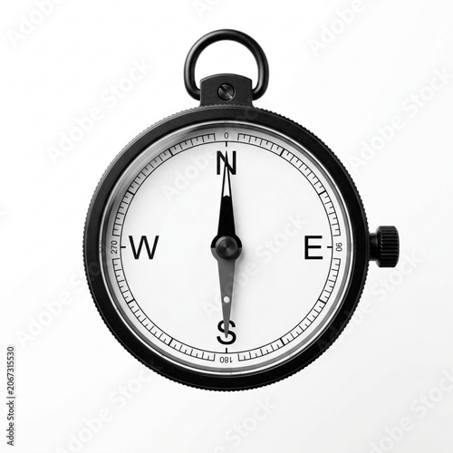 Black and white compass on plain background