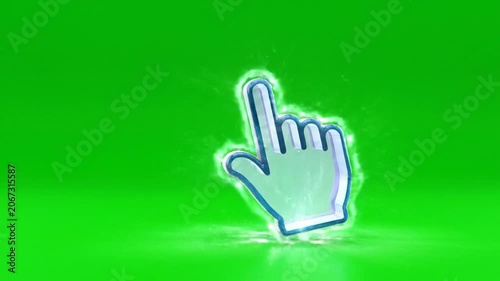 3D computer cursor hand icon on green screen background.