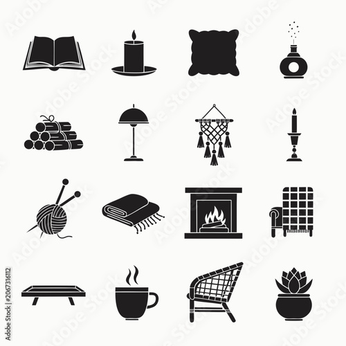 Trend Autumn Cozy Home Hygge Vector Illustration｜秋の居心地の良い家 ヒュッゲ ベクターイラスト
