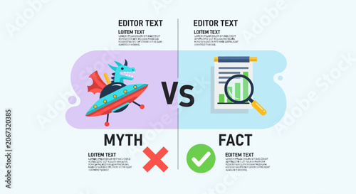 Myth vs Fact comparison infographic design template.