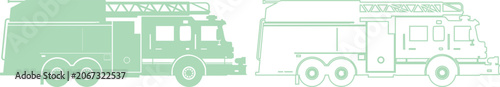 Fotografía Two Green Fire Trucks With Ladders On White Background fire engine emergency veh