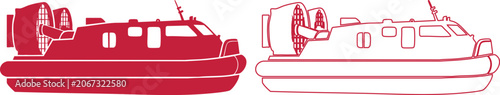 Fotografía Two Red Hovercraft Icons One Solid One Outline On White vehicle transport