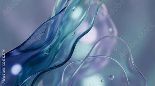 Abstract Blue Gel or Liquid Shapes