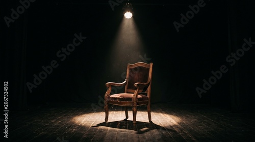 Spotlight on Empty Chair on Stage, Opportunity Concept made by AI generative