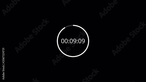 10 minutes countdown timer animation in 1 minute on transparent background, ten minutes countdown video with alpha channel , 10 min countdown 4k video
