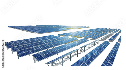 Modern Solar Panel Array for Sustainable Renewable Energy Production in an Industrial Power Plant Setting