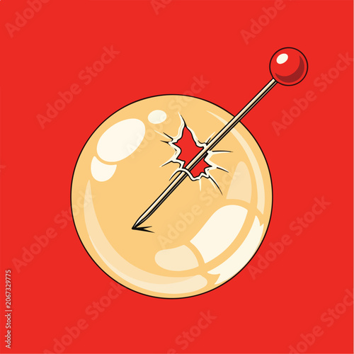 Cocktail with olive on a red background with cartoon style