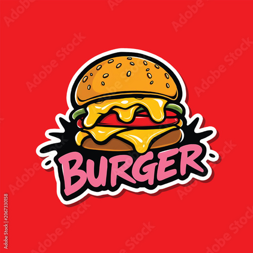 Crispy Burger Fast Food Mascot Logo Vector Illustration