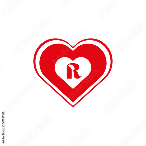 R Letter sign of heart