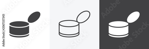 Canned food icons in Thin line black color. flat simple vector symbols illustration.