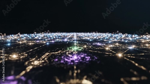Abstract blue digital network with glowing connection points
