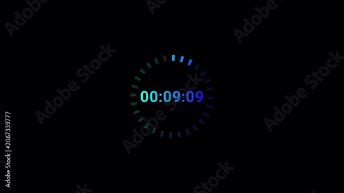 10 minutes countdown timer animation in 1 minute on transparent background, ten minutes countdown video with alpha channel , 10 min countdown 4k video
