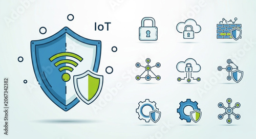 Internet of Things security and connectivity icons.