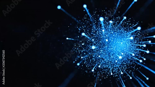 Abstract blue light particles on a dark background.