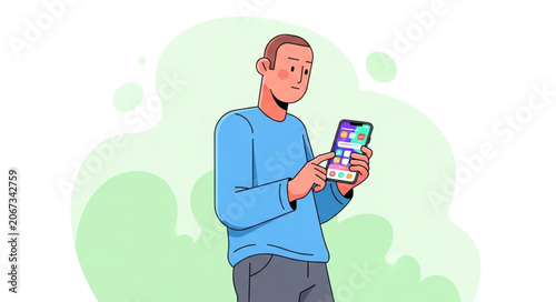 Man holding a foldable smartphone looking at the screen.