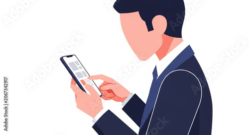 Man in Suit Using Smartphone Technology for Business.