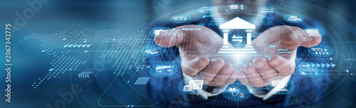 Financial asset management. Monetary transactions. Economic stability. Wealth security. Capital growth. Banker hands hold Banking passbook, monitoring client deposits with trust and security.