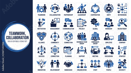 Diverse professionals collaborating through team icons and silhouettes illustrating teamwork, collaboration, and a cohesive workplace culture