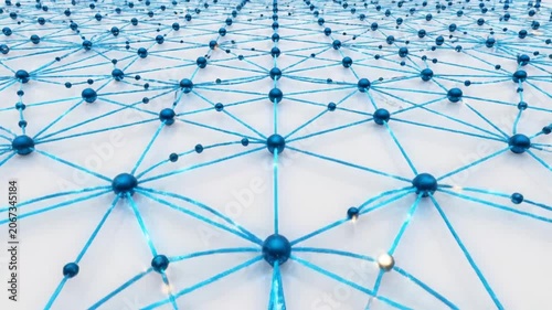 Abstract blue spheres connected in a grid.