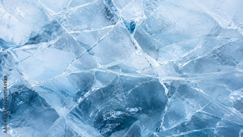 Obraz premium Clear Blue Ice Texture With Large Cracks and Frozen Surface