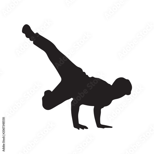 Tableau sur toile Black Silhouettes Breakdancer on a white background