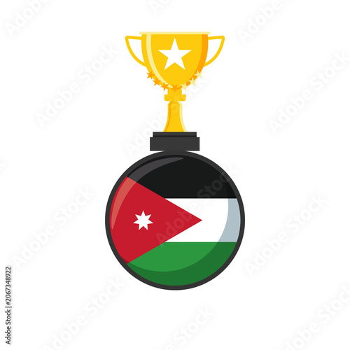 Jordan flag with a golden cup represents the winner
