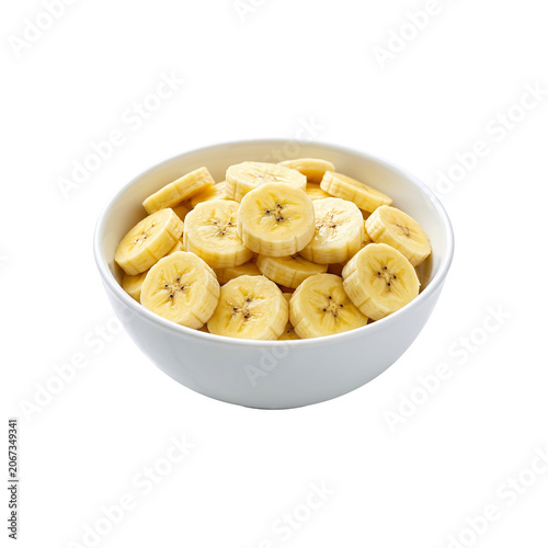 Sliced Banana in White Bowl Generative AI